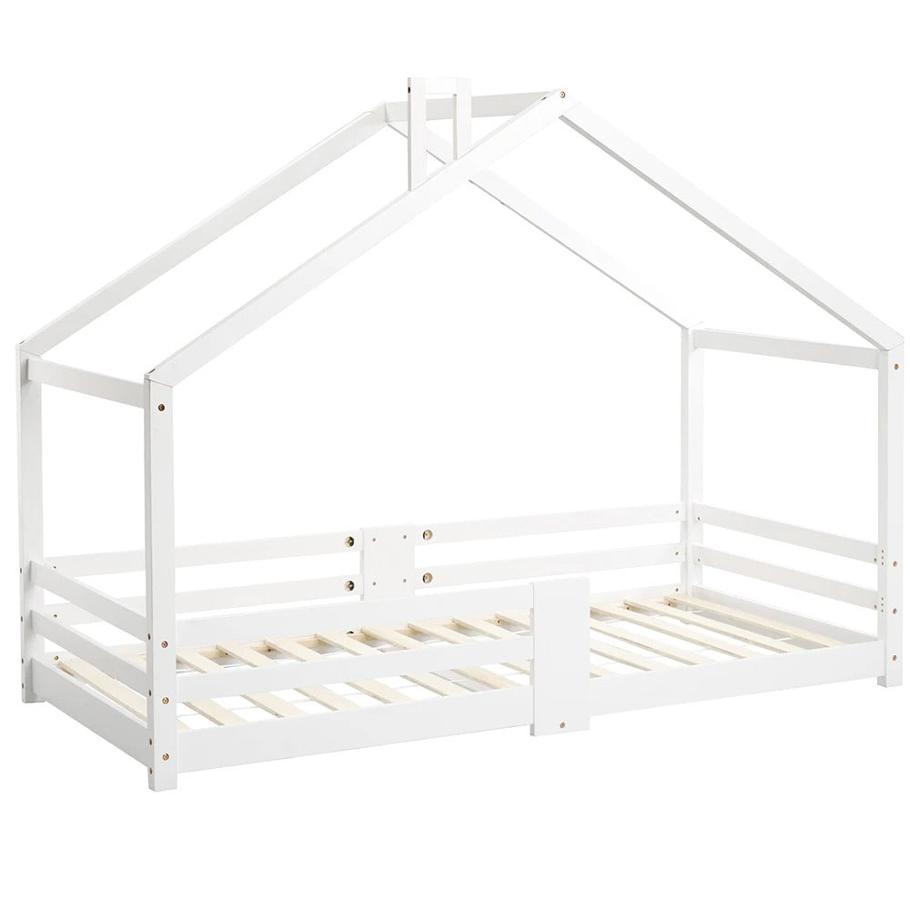 Lit cabane bois de pin blanc 90x200cm