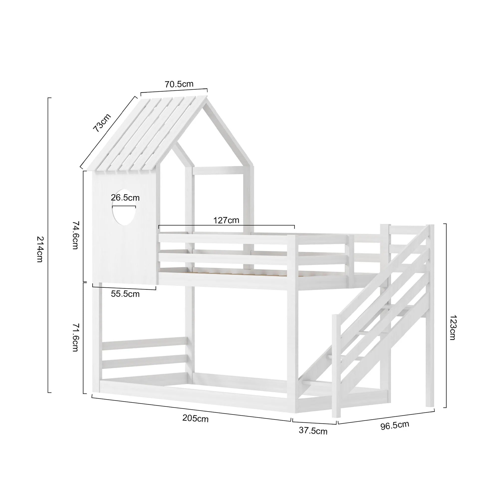 Lit superposé avec escalier pour enfant 90x200cm